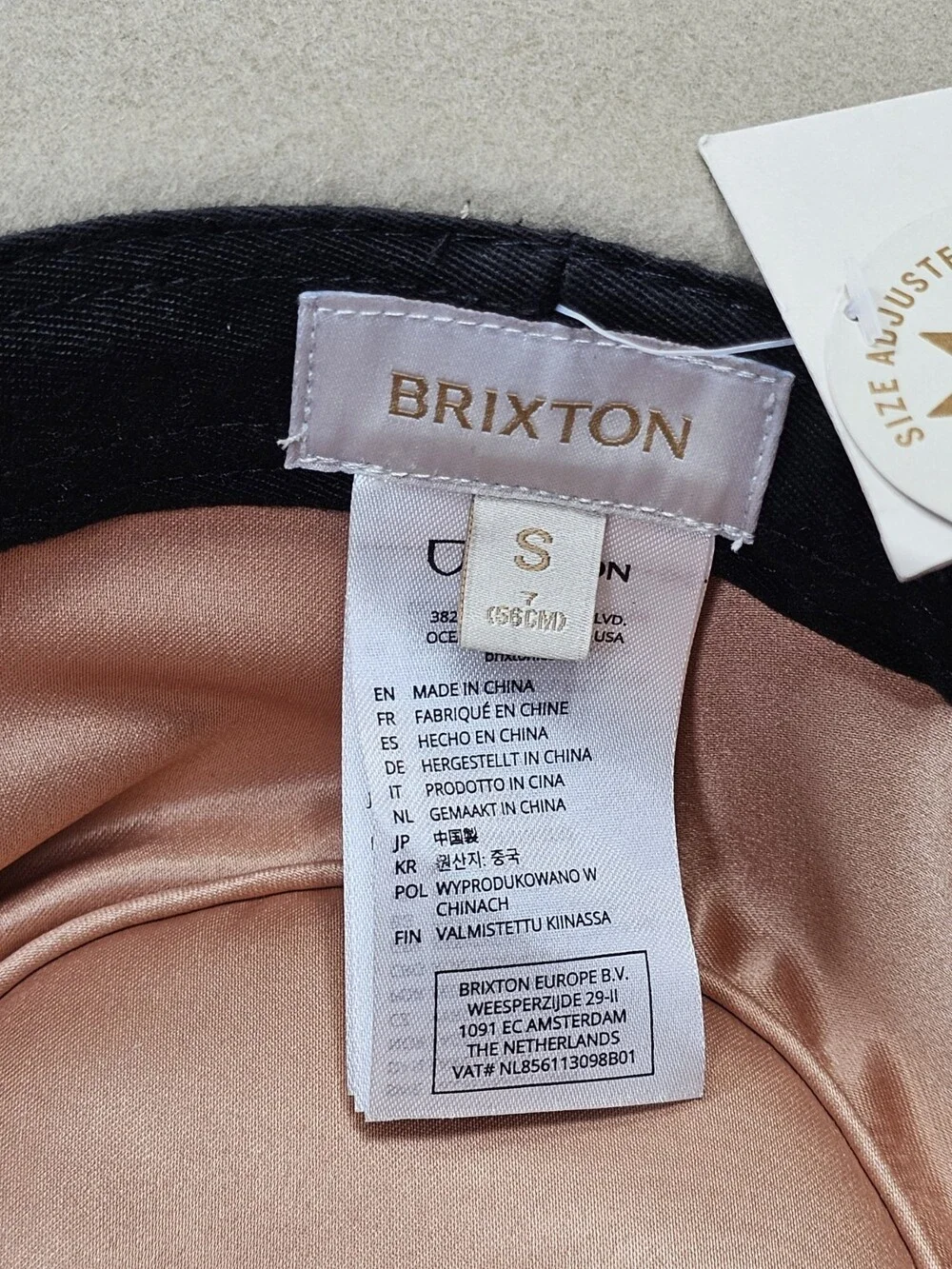 Brixton Victoria Felt Fedora Wool Timberwolf Rose Gold Satin Size S NWT